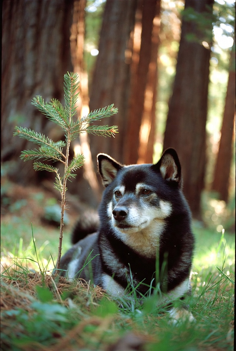 Rainbow Bridge Hospice: senior dogs receiving dignity, medical care, and Sequoia legacy trees planted in their name.
